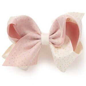 Matilda Jane Ayala Girls Polka Dot Pink Cream Hairbow Hairclip Cottage Core NWT